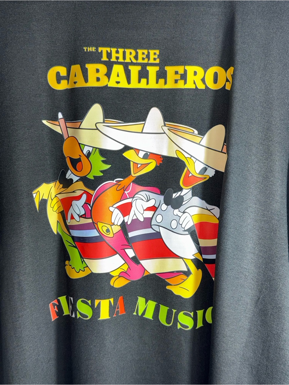NWOT-The Three Caballeros Men’s XL (42) Black Short Sleeve Graphic Tee - Picture 4 of 5